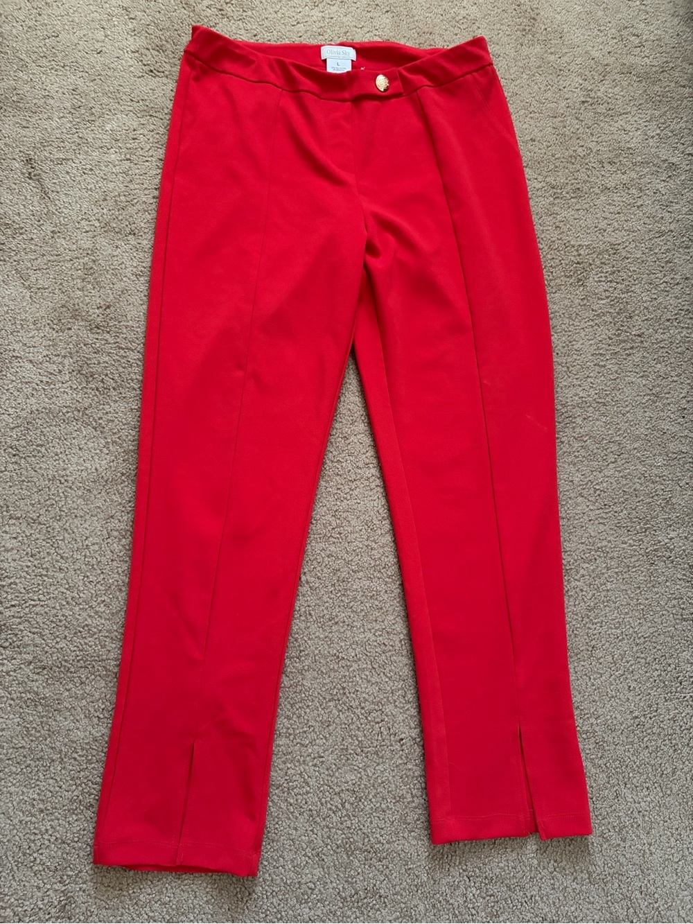 Red Ponte Knit Pull-On Pants - Classic Fit